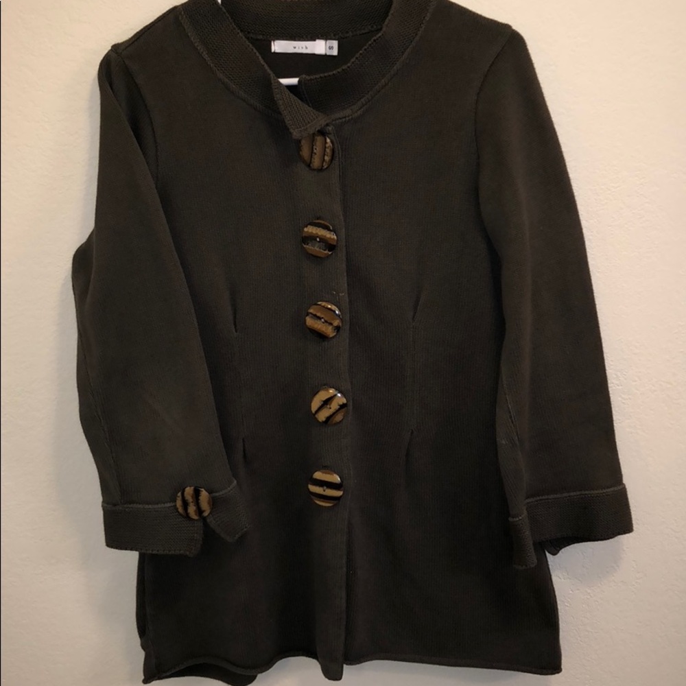 WISH army green button down jacket
